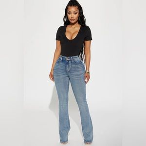 Size 18 Plus Fashion Nova Gemma Sculpting Stretch Bootcut Jeans - Vintage Wash